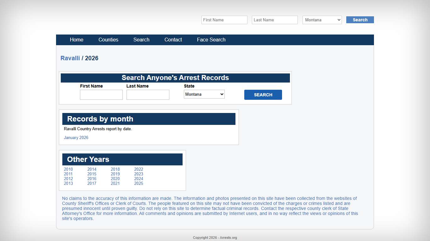 Ravalli County Arrest for 2026