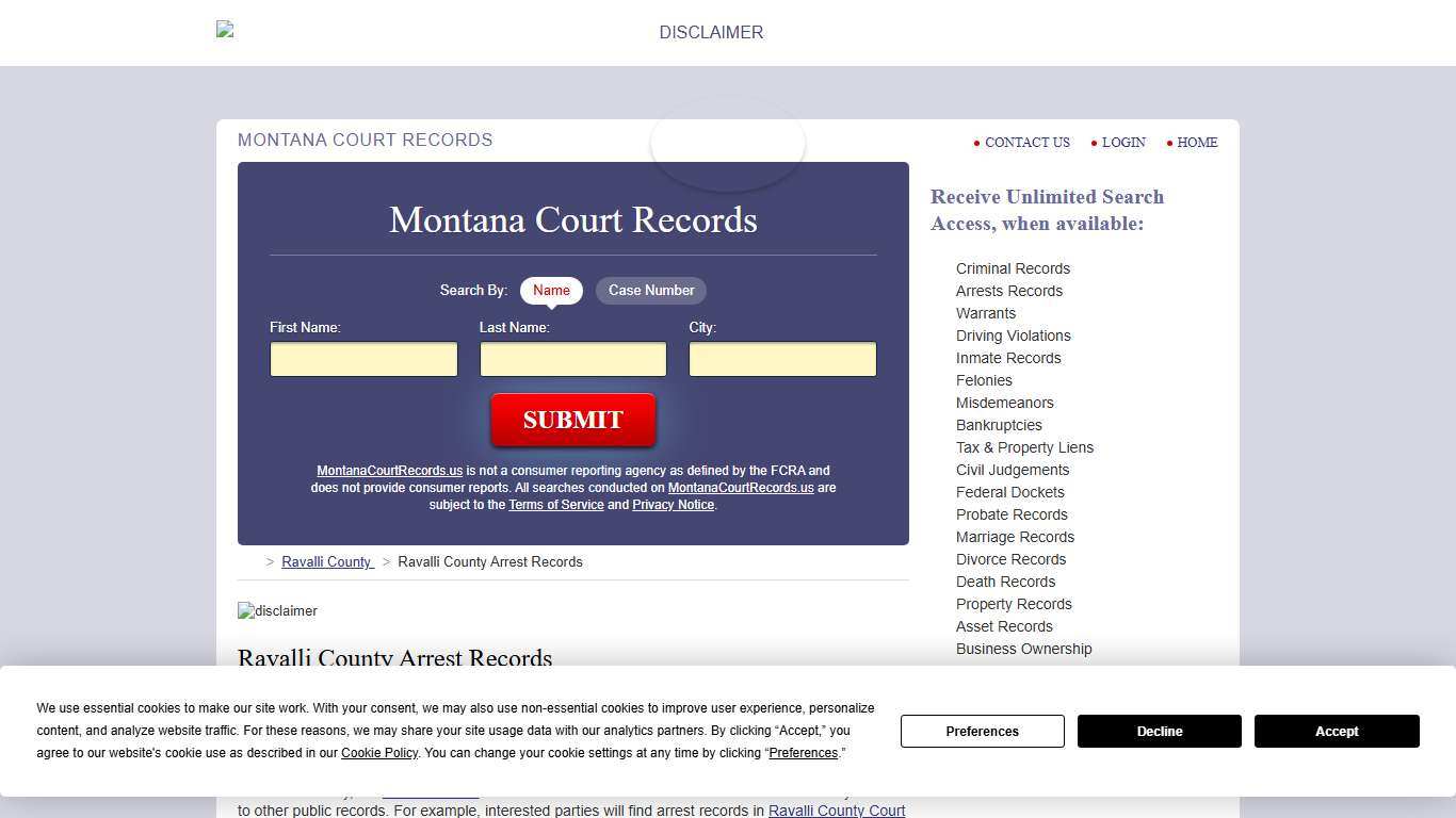 Ravalli County Arrest Records MontanaCourtRecords.us